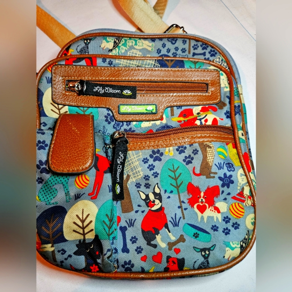 EUC LILY BLOOM MINI CROSS BODY "Who Let the Dogs Out" Pattern
